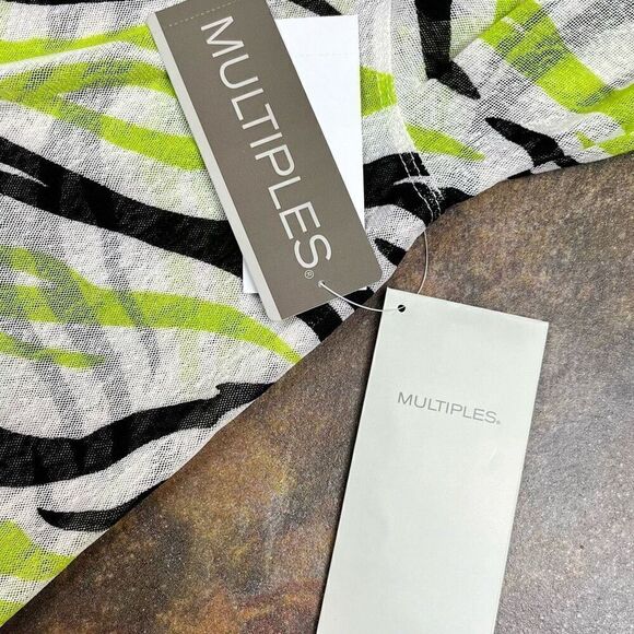 NWT Multiples Going Green Sheer Open Front Zebra Cardigan Large - Picture 12 of 12